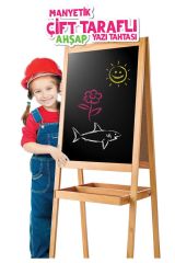 Diytoy Ahşap Yazı Tahtası Çift Taraflı Manyetik Özellikli Yaz Sil |  Manyetik Alfabe Sayılar Hayvanlar ve Meyve Sebzeler